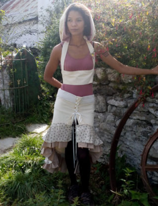 A “The Snow Goose Need Not Bathe To Make Itself White." Hooded Waist Cincher And Hi-Lo Skirt steampunk buy now online