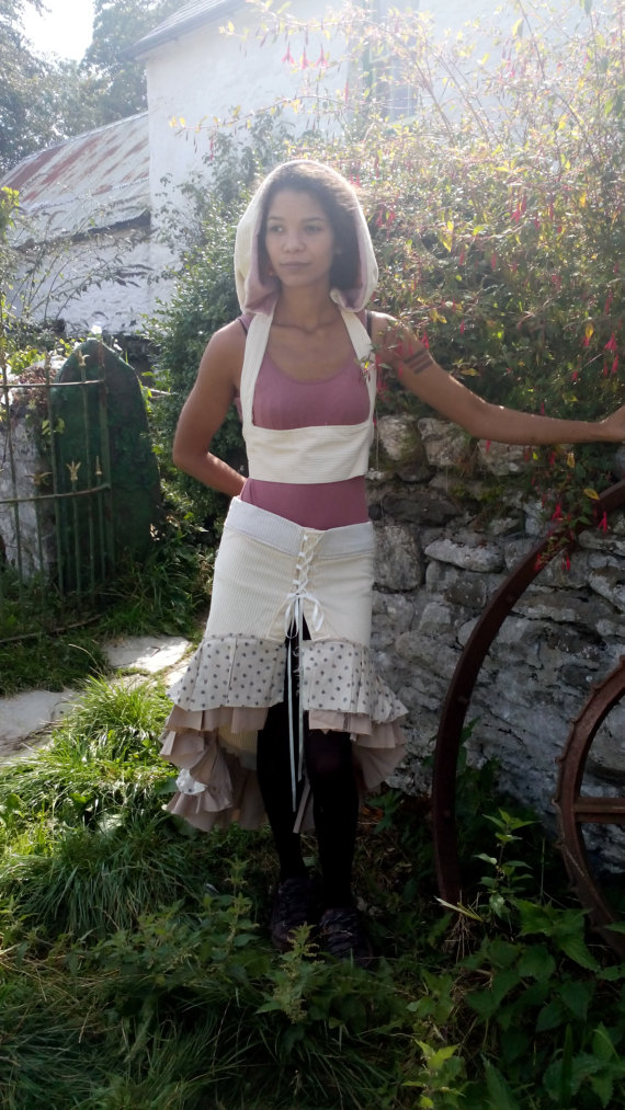 A “The Snow Goose Need Not Bathe To Make Itself White." Hooded Waist Cincher And Hi-Lo Skirt steampunk buy now online