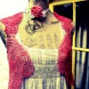 Morphelle Ooak Steampunk Doily Waistcoat with Choker Bracelet Belt Headband Lace Crochet Bustle Tailed Jacket Dusky Rose Vintage steampunk buy now online