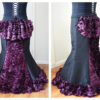 2 piece Victorian / Steampunk / Gothic Long Purple Black Skirt fishtail bustle frills steampunk buy now online