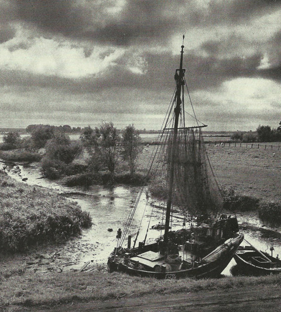 Elbe River Finkenwerder printed Photo Plate 1950s Nostalgia Print Germany old time photography black and white steampunk buy now online