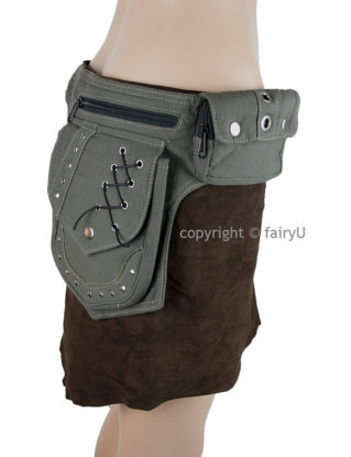 Padded cotton waist bag, two pockets - Ba steampunk buy now online