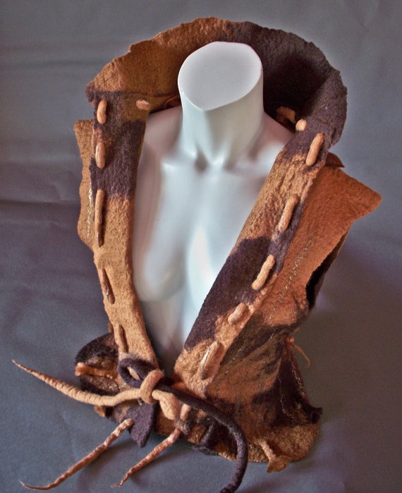 Handmade Felt Tailored Ladies Waistcoat / Vest.Brown Merino Wool.OOAK steampunk buy now online