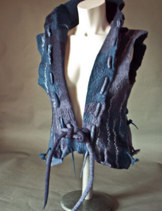 Handmade Felt Tailored Ladies Waistcoat / Vest  Blue Merino Wool.OOAK steampunk buy now online