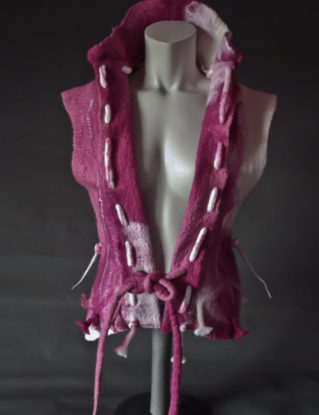 Handmade Felt Tailored Ladies Waistcoat.Pink Merino Wool.OOAK steampunk buy now online