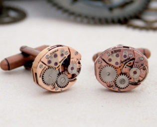 Steampunk Copper Cufflink Men's Accessories Copper Anniversary Gift Idea for Hubby Cuff Links Industrial Watch Movement Swiss Cufflinks steampunk buy now online