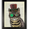 STEAMPUNK ART PRINT, Steampunk Cat Decor, Steampunk Decor, Cat Art Print on Dictionary Paper, Cat Wall Art Poster Decor, Gift for Boyfriend steampunk buy now online