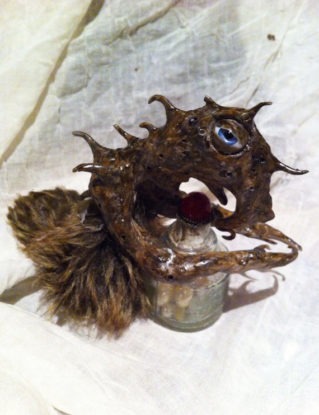 Handmade Creature Sculpture. Gratler, The Pearl Hoarder. Fantasy Art with a Unique and Magical Story. steampunk buy now online
