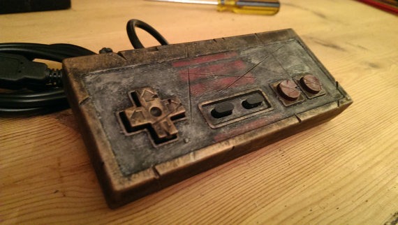 Custom Nintendo NES style USB Controller, Retro Gaming Steampunk Ed. antique metal .. fan art steampunk buy now online