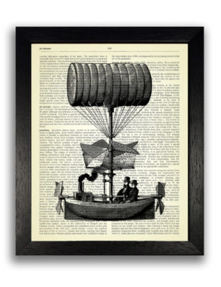Steampunk Flying Ship Art Print, Steampunk Poster, Dictionary Art Print, Steam Punk Wall Decor, Upcycled Antique Book Page Art, Gift for Man steampunk buy now online