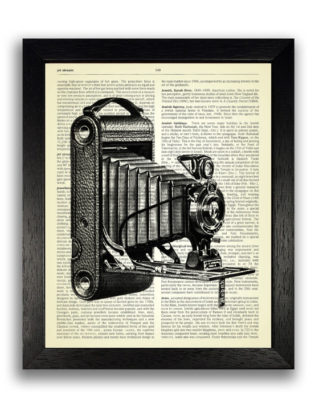 Vintage Camera Art Print - Upcycled Dictionary Artwork, Upcycled Book Art, Retro Camera Wall Art Decor, Old Vintage Camera Art Print steampunk buy now online