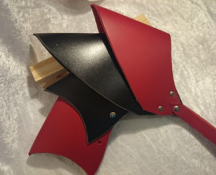 Mage Armour Leather Shoulder single piece in Red-Black for LARP or Cosplay steampunk buy now online