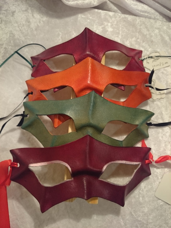 Dragon Style Masks in Gray, Orange, Red and Red-Silver - Handmade Leather Masquerade Cosplay steampunk buy now online