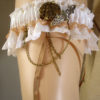 White Brown Steampunk Wedding Ornate Moon Bat Ribbon And Lace Bridal Garter steampunk buy now online