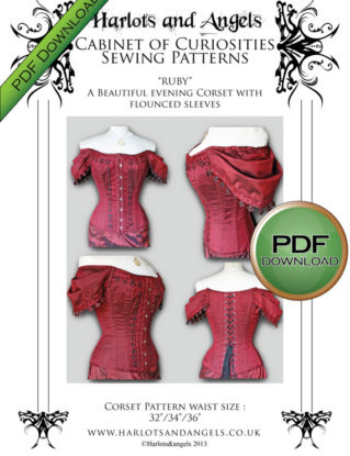 Ruby Victorian Steampunk Corset Pattern. Sewing Pattern size large 32"-34"-36" waists steampunk buy now online