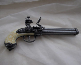 Steampunk gun, Cap firing flintlock, Larp gun, Triple barrel pistol. steampunk buy now online
