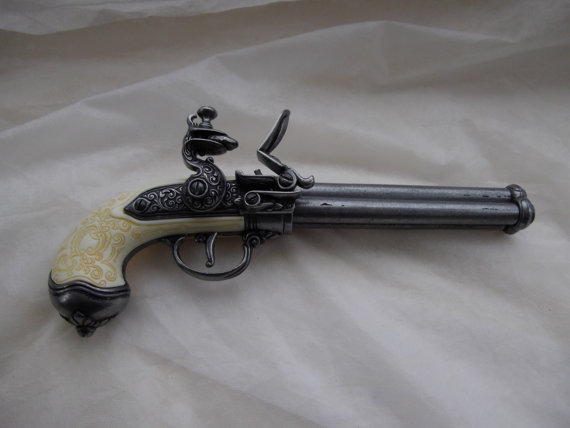 Steampunk gun, Cap firing flintlock, Larp gun, Triple barrel pistol. steampunk buy now online