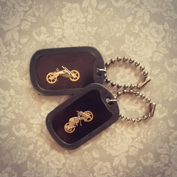 Steampunk Motorcycle Black Dog Tag Keyring steampunk buy now online