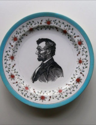Vintage Abraham Lincoln Plate Altered Art steampunk buy now online