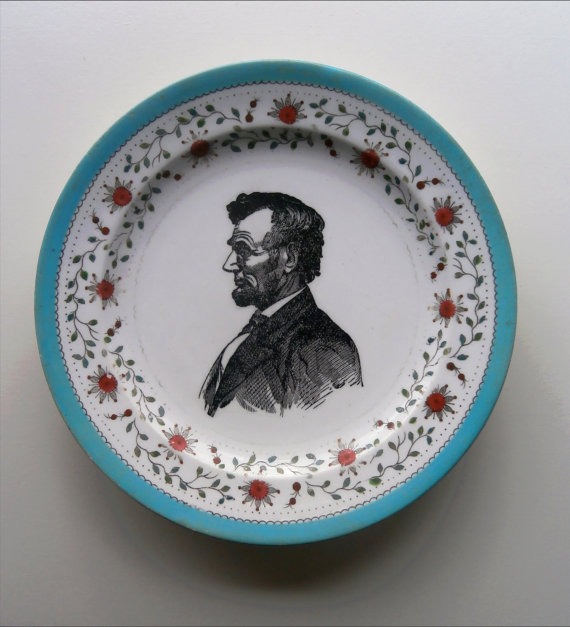 Vintage Abraham Lincoln Plate Altered Art steampunk buy now online