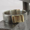 Mens 6mm silver band with 18k yellow gold feature wedding ring textured rustic band unique steampunk design 01028 steampunk buy now online