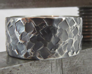 Mens silver wedding ring wide heavily textured rustic sterling silver band unique steampunk design 0103 steampunk buy now online