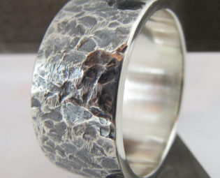 Mens silver wedding ring wide hammer textured rustic sterling silver band unique steampunk design 0104 steampunk buy now online