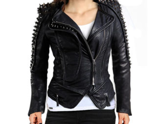 Womens Studded Real Leather Biker Jacket , Steam Punk Rock , Various Sizes , Highly Spike Studded steampunk buy now online