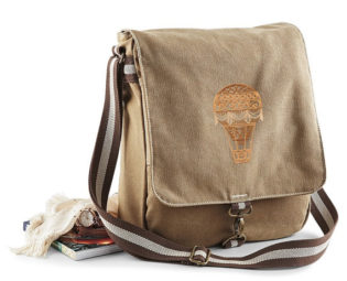 Vintage Canvas Messenger Bag with Embroidered Filagree Style Steampunk Balloon steampunk buy now online