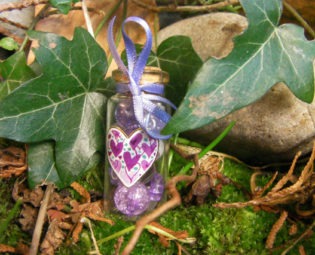 Mini Faerie Cloud Magic Bottle -  Purple Heart.  Lucky Charm, Friendship Gift, Crafting Trinket! steampunk buy now online