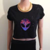 Galaxy Alien UFO Space Black Crop Top T Shirt Festival Hippie Emo Hipster Kawaii steampunk buy now online