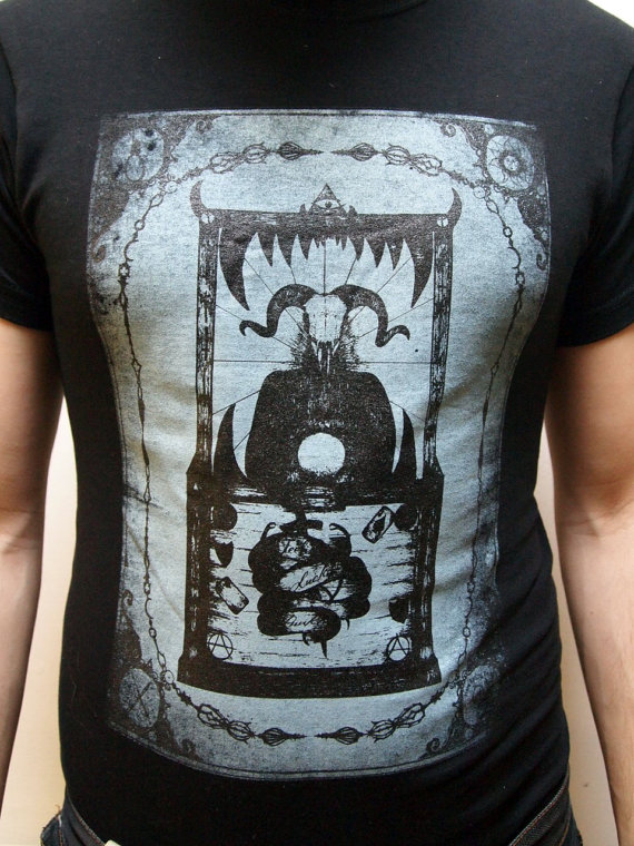 The Devil Tarot Card unique macabre Men's T-Shirt Hand Screen Printed steampunk buy now online