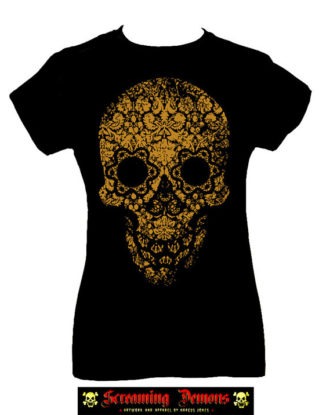 Lace Skull Black Vest top or T-Shirt steampunk buy now online