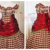Wine Red Checked Ball Gown size UK 14  / Pleated Long Skirt Red Bustle steampunk buy now online