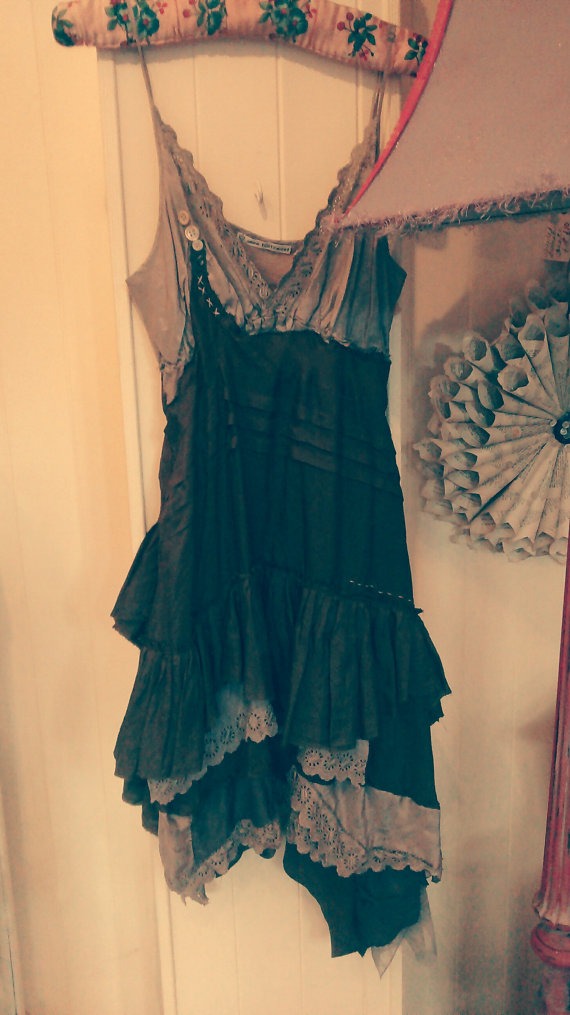 upcycled silk tattered boho dress size 12 14 16 steampunk buy now online
