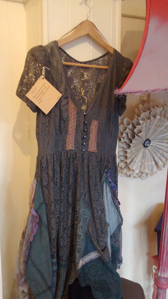 upcycled vintage lace tattered boho dress size 10 steampunk buy now online