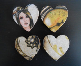 Set of 4 steampunk heart magnet, decoupage magnet, wooden heart magnet, fridge magnet steampunk buy now online