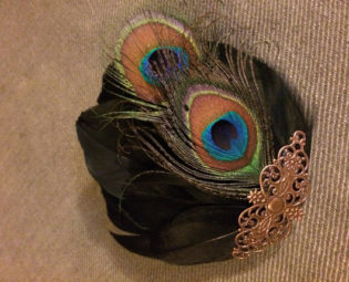 Handmade beautiful peacock steampunk feather fascinator hairpiece. steampunk buy now online