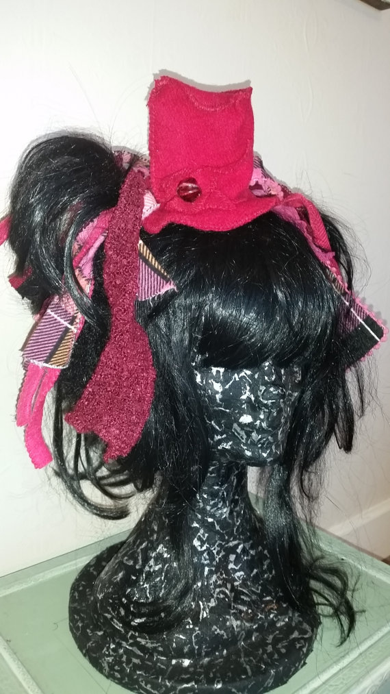 Set of Hair Scrunchies + Mini-Top-Hat , HOPE Steampunk Wonderland, Fascinator, Burlesque, Re-purposed, Re-cycled, Party, Fairy, Extensions steampunk buy now online