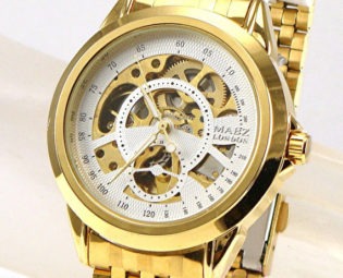 Gold Gents Ladies Men Unisex Watch Automatic Mechanical Skeleton Steampunk steampunk buy now online