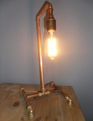 Handcrafted Copper Industrial Table Lamp With Edison Style Light Bulb, Bakelite Switch & Vintage Braided Cable steampunk buy now online