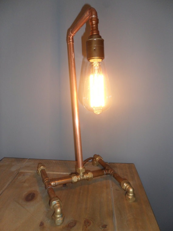 Handcrafted Copper Industrial Table Lamp With Edison Style Light Bulb, Bakelite Switch & Vintage Braided Cable steampunk buy now online