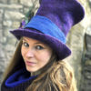 Super tall felted wool Top Hat felt Topper 'The Bubbles' - Fiber ARtWeAR - custom millinery Made to Measure festival headpiece faery costume steampunk buy now online