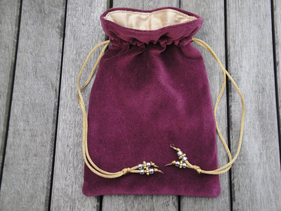Burgundy Velvet Tarot / Oracle Bag with Gold Dupion Silk Lining steampunk buy now online