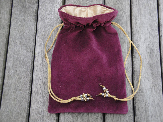 Burgundy Velvet Tarot / Oracle Bag with Gold Dupion Silk Lining steampunk buy now online