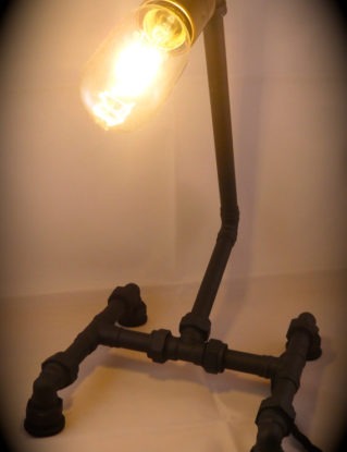 Copper Industrial Table Lamp In Matt Black With Edison Style Light Bulb steampunk buy now online