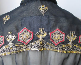 1980's sequinned black voile shirt steampunk buy now online