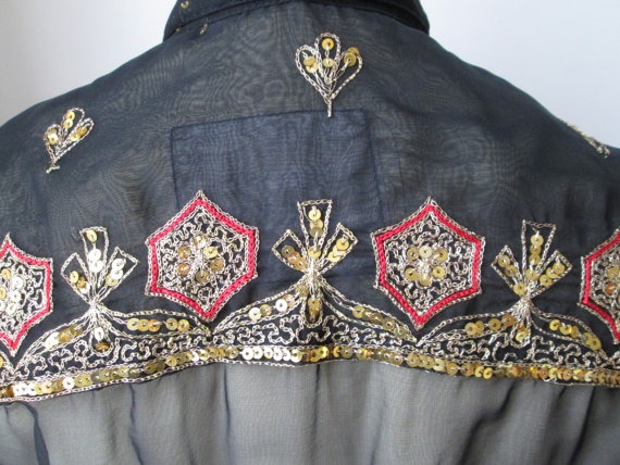 1980's sequinned black voile shirt steampunk buy now online 1980's sequinned black voile shirt steampunk buy now online