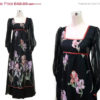 ON SALE - Kati at Laura Phillips - 70's Designer Vintage Dress - Black Chiffon Dress - Coral Velvet Trim - Floral Print - Maxi Dress - Eveni steampunk buy now online
