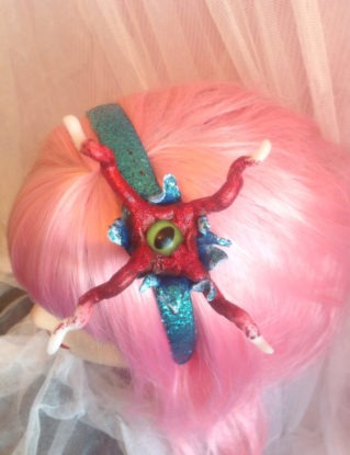 Handmade Red Glitter Sea Monster Creature Hairband Fascinator steampunk buy now online